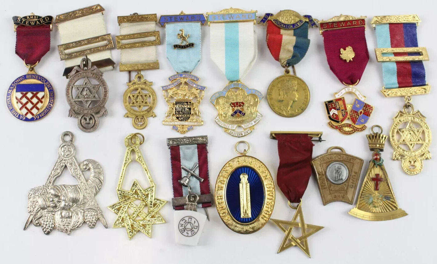 Masonic Jewels Inc Enamel South Wales & Stern Division Collar Etc x 15 #0213