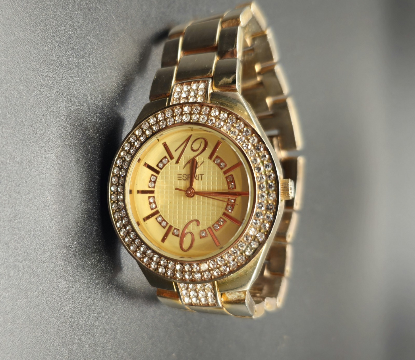 Esprit Women's Gold-Tone Dress Watch CX89515 – Sapphire Stones – Quartz – Workin
