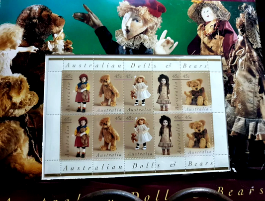 Australian Dolls and Bears Stamp collection NEW SEALD