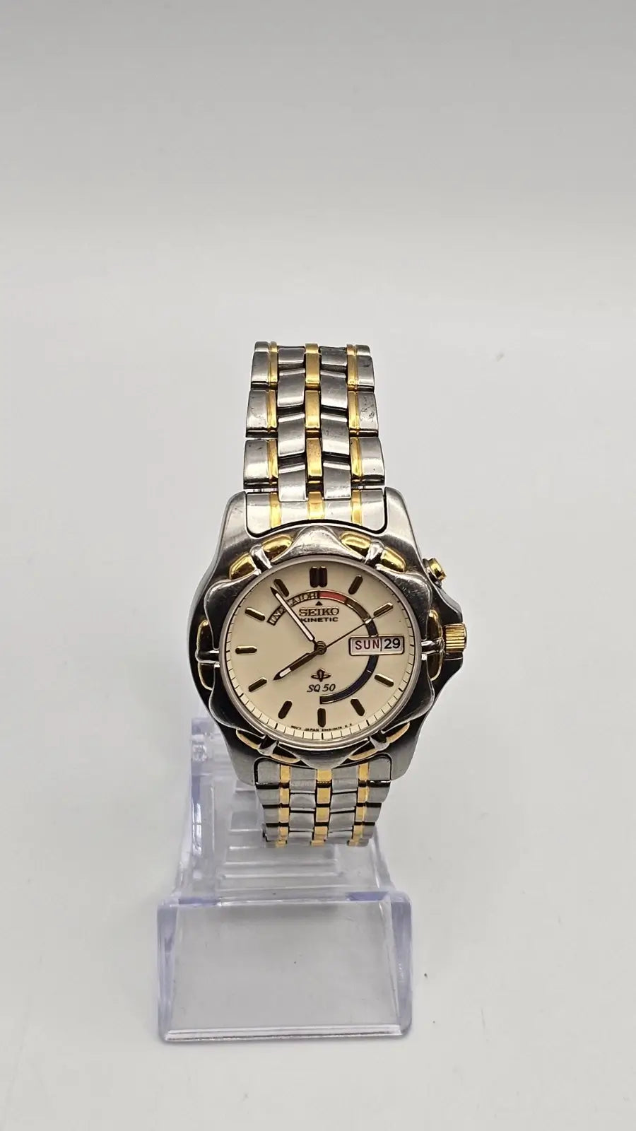 Seiko Kinetic men's two-tone watch 5M43-0A50 front view