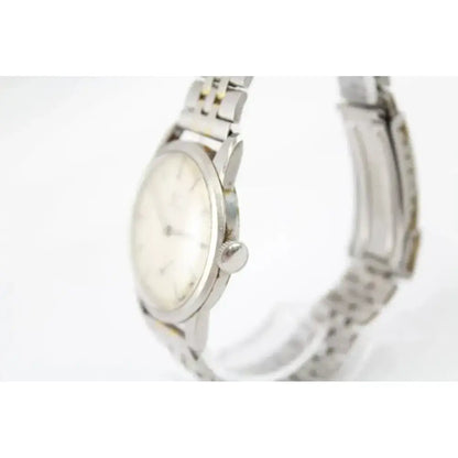 Omega stainless steel bracelet watch side view