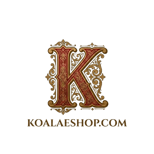 Koalaeshop.com luxury heritage logo, showcasing a vintage emblem for estate jewelry, fine china, collectible coins, and watches.