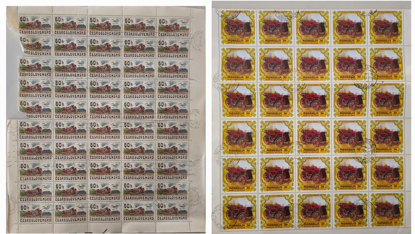 Vintage Sheets of Mongolia and Ceskoslovensko Stamps #0210