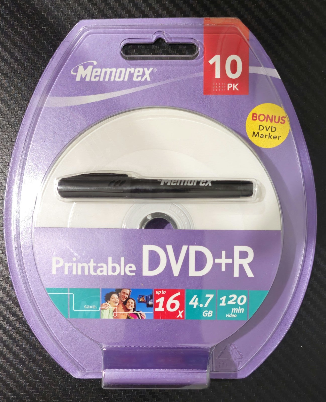 Memorex Printable DVD+R 10 Pack (4.7GB) BRAND NEW AND SEALED + Bonus DVD Marker