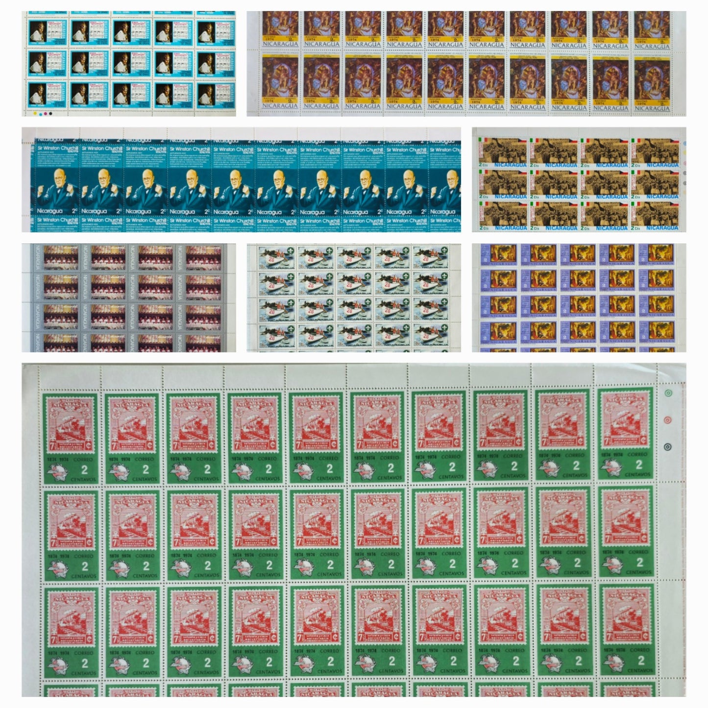 Vintage Nicaragua 8 Sheets Post Stamps #0301