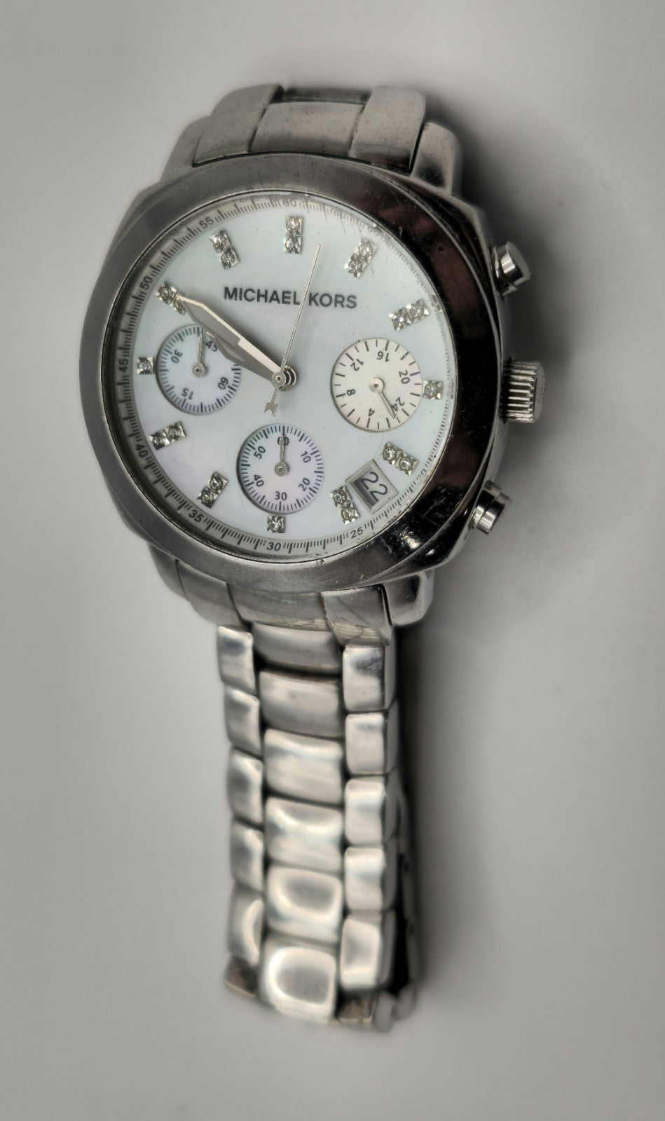Michael Kors Men's Triple Time Quartz Watch –Stainless Steel – Working Condition