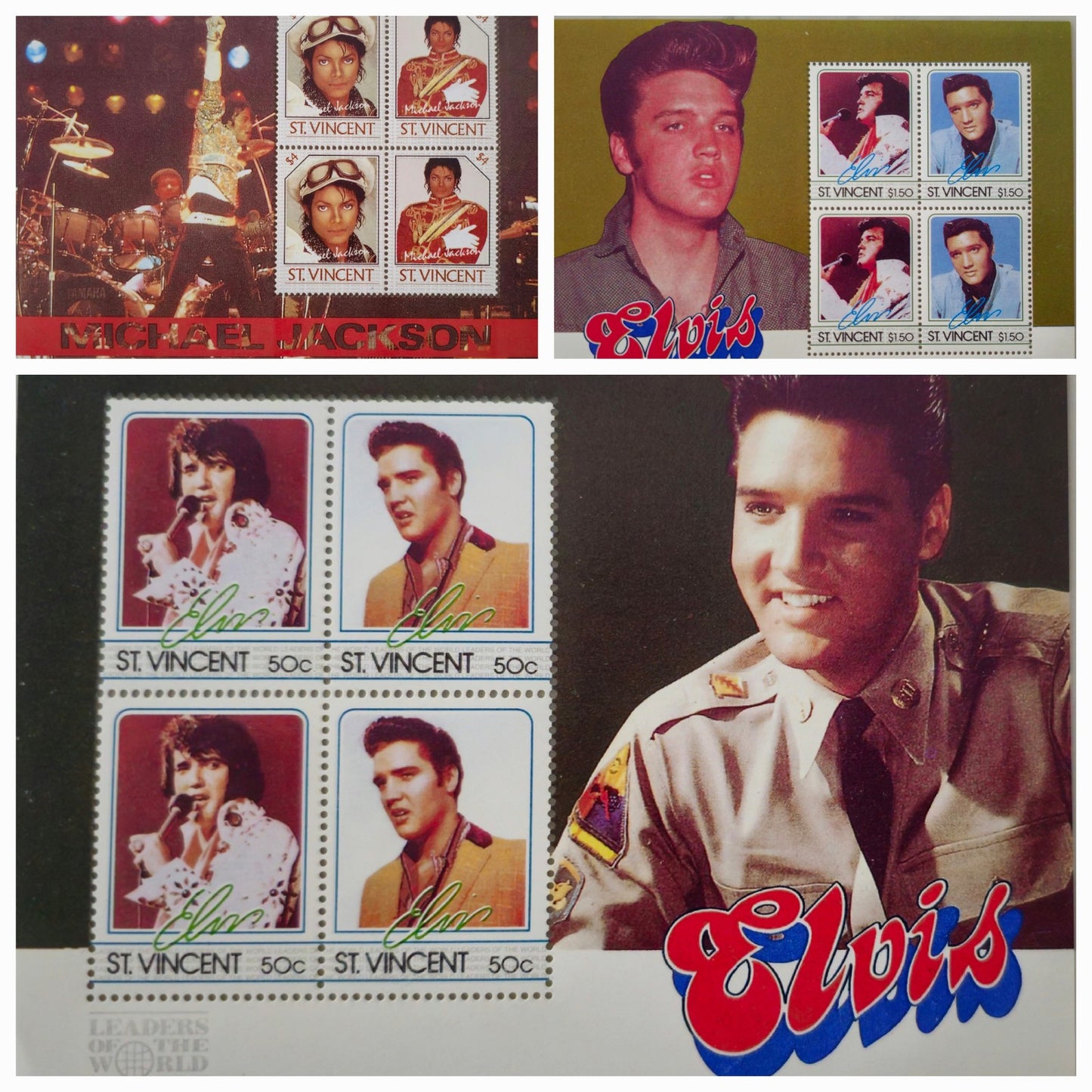 Vintage Sheets of St. Vincent  Elvis Stamps #0210