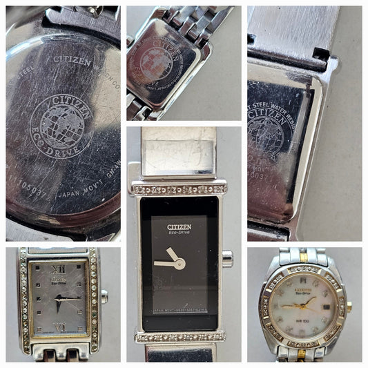 3x Women's Eco Drive Citizen Watches Quartz - Untested - Sold as is