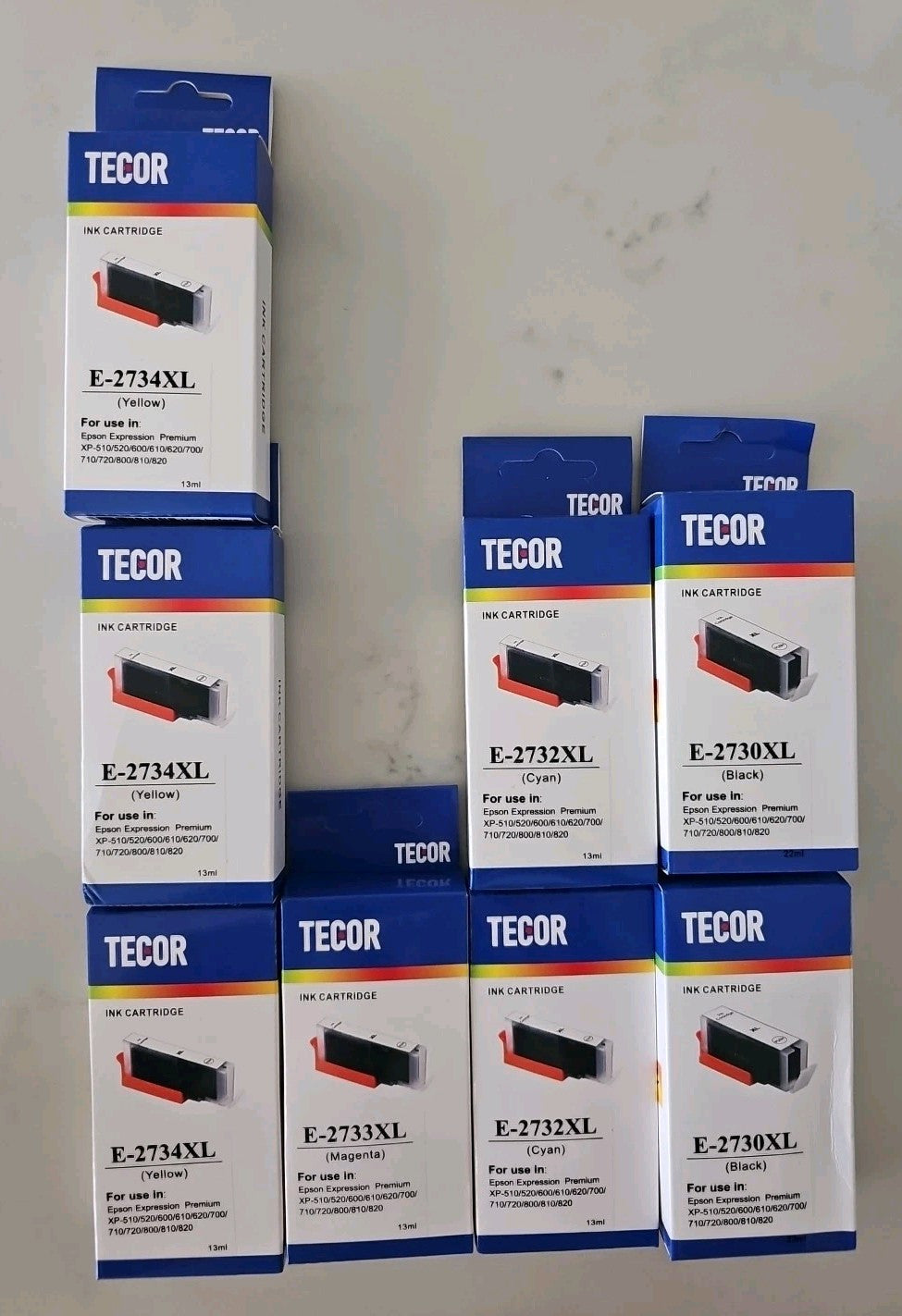 8xTecor INK Cartridges E-2731-4-XL - For Epson Expression Premium XP