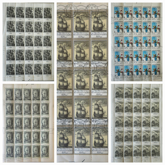 Vintage Check 5 Sheets Post Stamps #0301