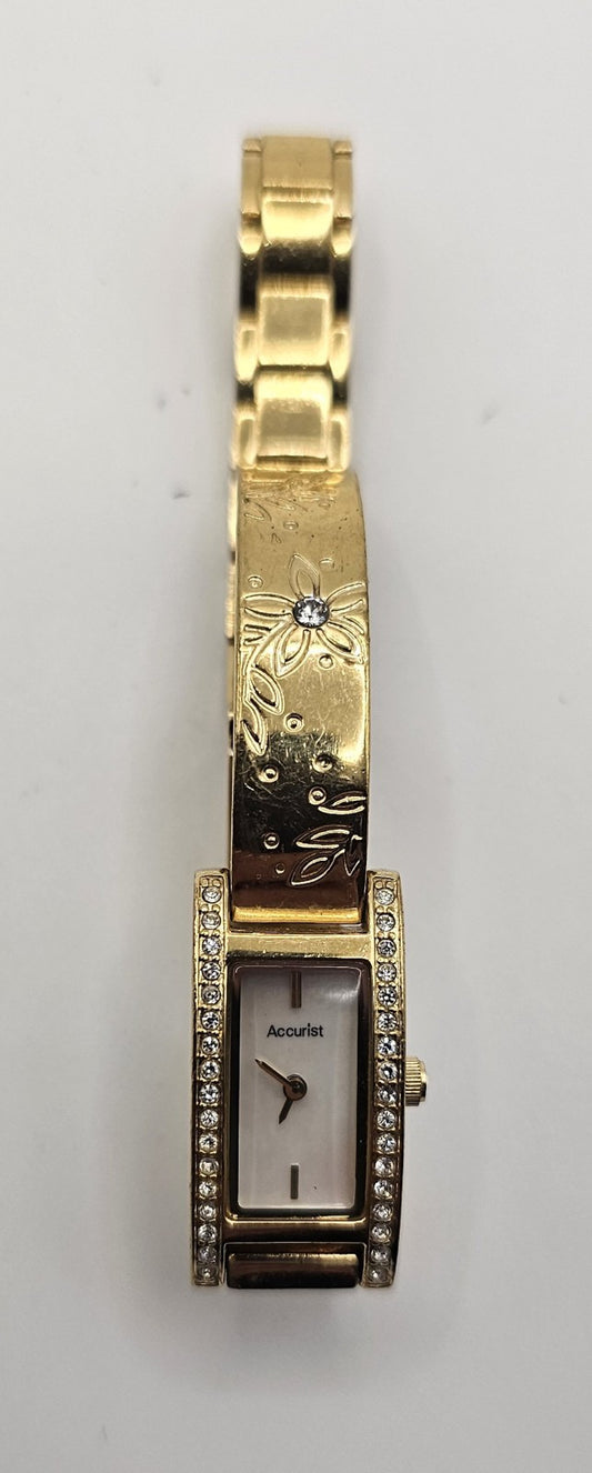 Accurist Women's Gold-Tone Quartz Dress Watch – Working Condition –Classic Style