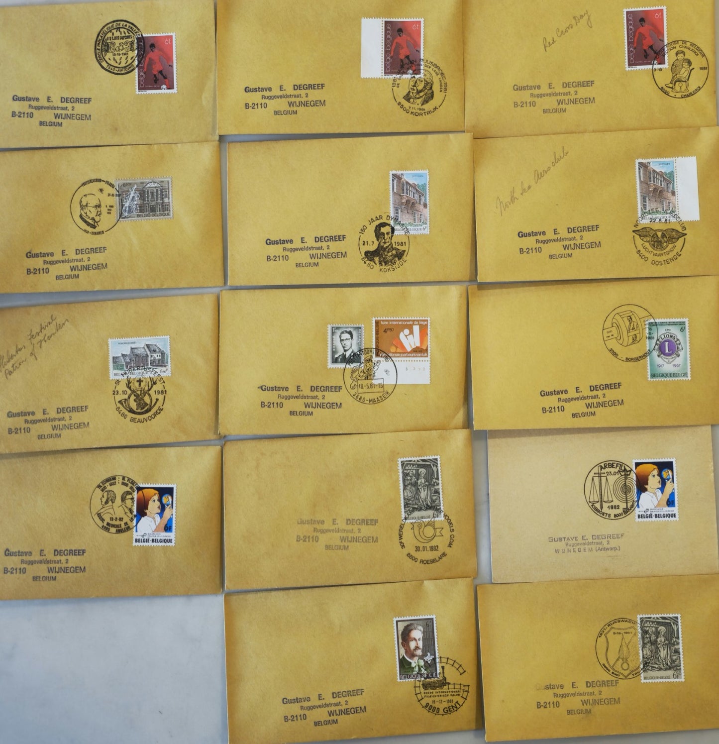 14 Belgium First Day Post Stamps #0303
